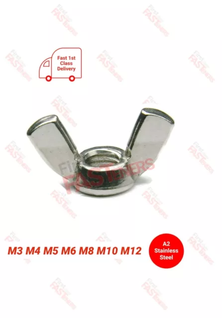 M3 M4 M5 M6 M8 M10 M12 Wing Nut Stainless Steel A2 (304) Butterfly Metric Din315