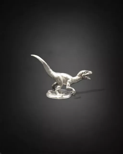 3oz Velociraptor Hand-Poured Silver Art Statue 999 Bar