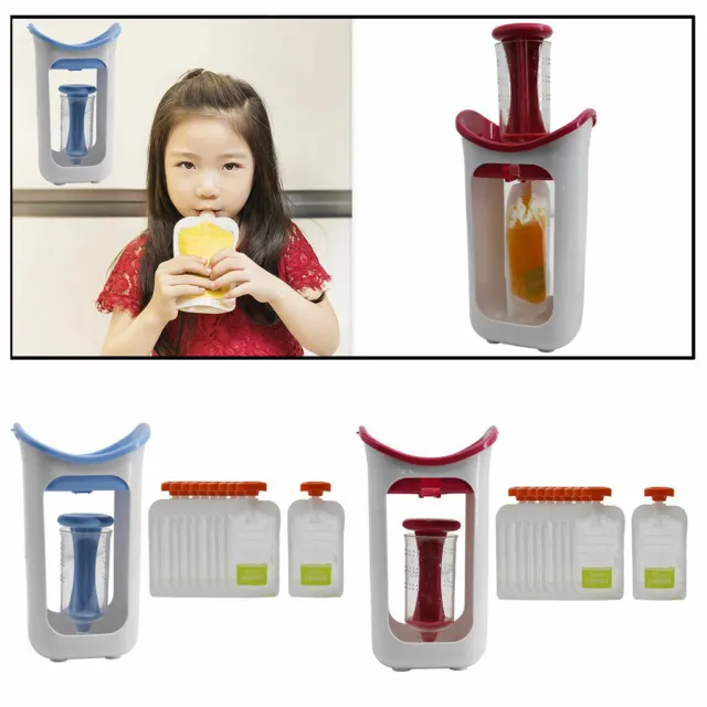 Baby Feeding Food Juice Squeeze Station & Storage Pouch Fruit Puree Packing