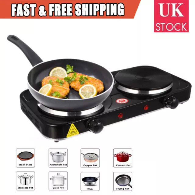 Electric Hob Double Ring Table Top Hot Plate 5 Powerful Level Portable Cooker