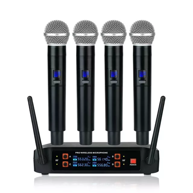 Professional Wireless Microphone System 4-Channel Cordless Handheld Mic Outdoor