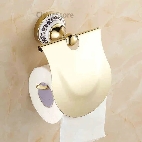 Polished Gold Bathroom Toilet Roll Paper Holder Wall Mount Toilet Tissue Bracket