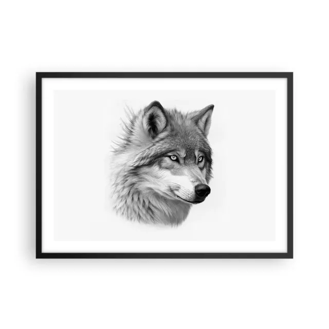 Cuadro Poster de Pared 70x50cm P�ster Marco Lobo Animal Escandinavo Wall Art