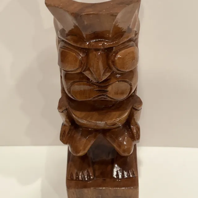 Hawaiian Wooden Carved 10 Inch Maui Tiki