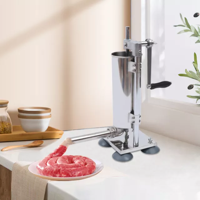 6 Lbs 3L Vertical Manual Sausage Stuffer Meat Filler Maker With 11pcs Tubes