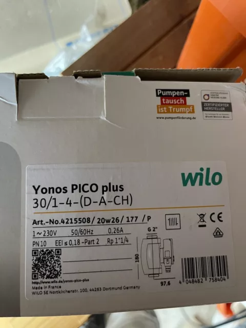 Wilo Yonos PICO plus 25/1-4-130 Umwälzpumpe Heizungspumpe Rp 1, G