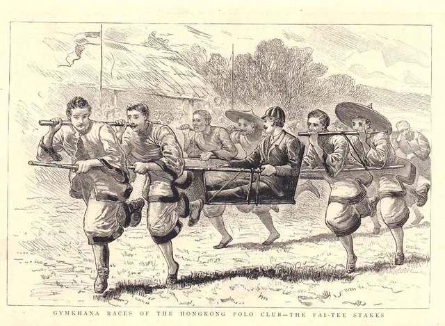 HONG KONG ANTIQUE PRINT / Gymkhana races of the HongKong Polo Club the Fai-Tee
