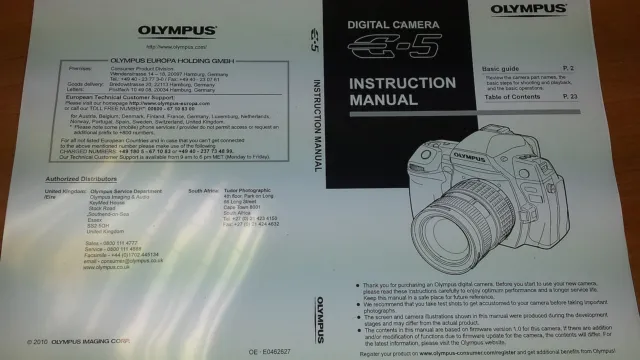 Olympus E-5 Digital Camera Printed Instruction Manual User Guide 171 Pages A5