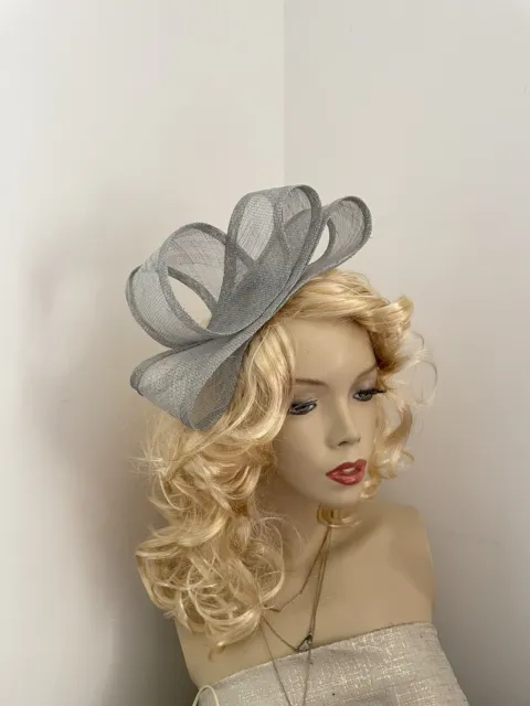 Fascinator Silver Grey Headband Hatinator Gray Wedding Hat Formal Ladies Races