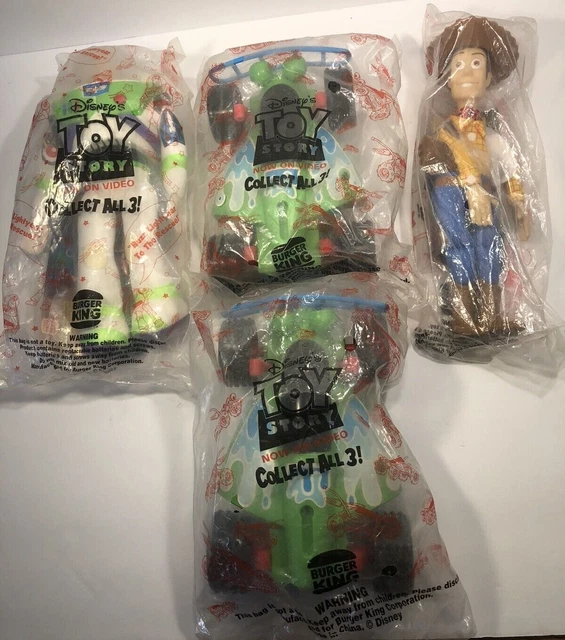 DISNEY PIXAR BURGER King Toy Story Buzz Lightyear Woody RC 1995 4 Piece