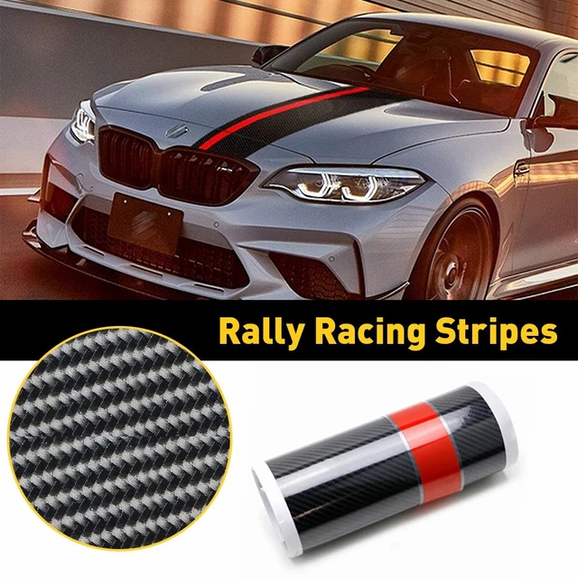 Universal Car Front Hood Rally Racing Stripes 5D Carbon Fiber Decal Wrap Sticker