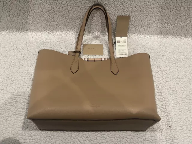 Authentic Burberry Medium Reversible Leather Tote- Mid Camel