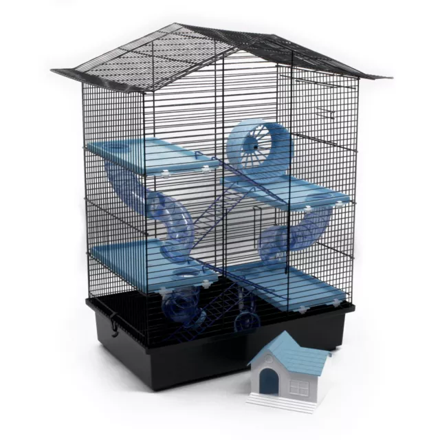 Rodent Cage Hamster XXL 67x49x32 CM with Accessories Blue Mouse Rat New