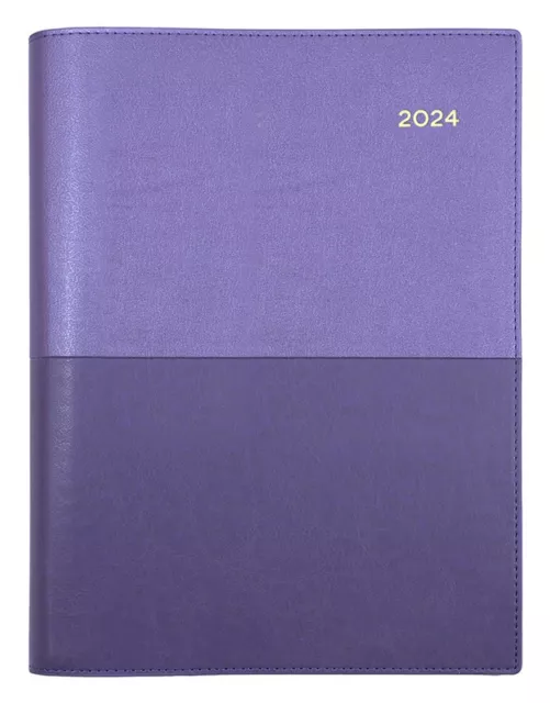 2024 Diary Collins Vanessa Calendar Year A5 Day to Page DTP Purple Lilac 185.V55