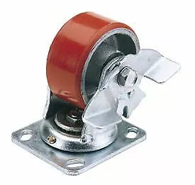 Draper 160mm Dia. Swivel Plate Fixing Heavy Duty Polyurethane Wheel with Brake -