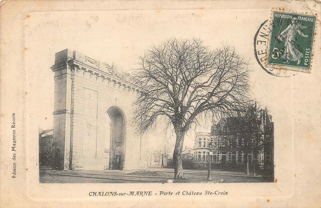 CHALON-sur-MARNE - door and castle Ste-Croix
