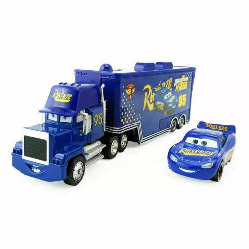Disney Pixar Cars Blue Lightning McQueen + Mack Truck Diecast Metal Toy Car 1:55 2