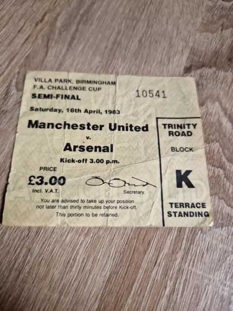 Arsenal V Manchester United At Villa Park FA Challenge Cup Semi Final 1983