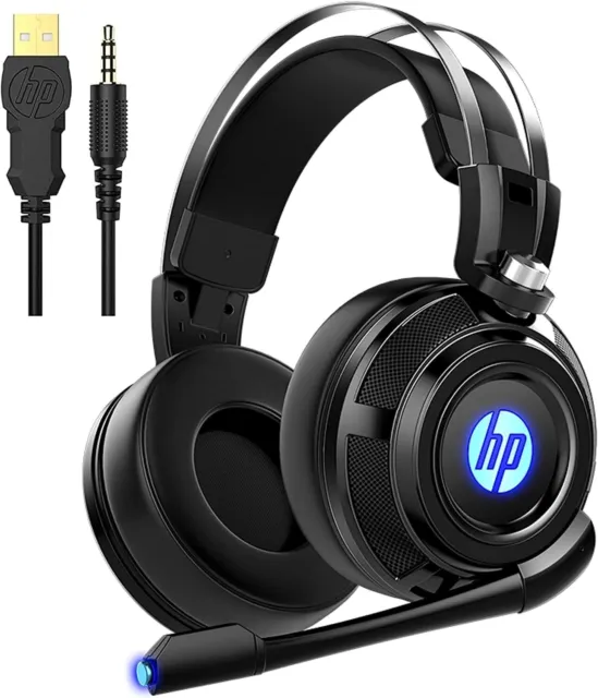 HP Wired Stereo Gaming Headset with mic, One Headset and LED Light w microphone
