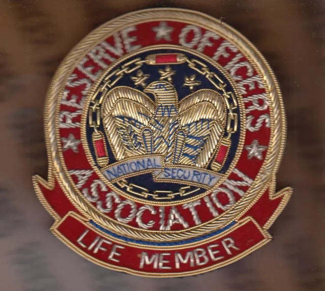 US Army ROA Reserve Officers Association Life Member Bullion pocket badge ~3.75