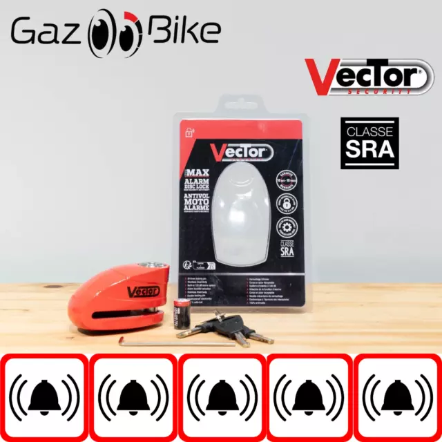 Antivol VECTOR Bloque disque SCOOTER MOTO alarme SRA + ATTESTATION ASSURANCE