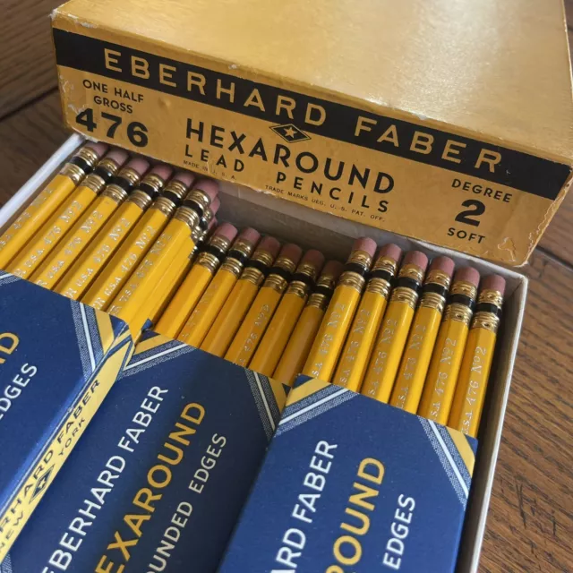 Vintage 5 Dozen Eberhard Faber Hexaround Lead Pencils 476 No 2 in Original Box