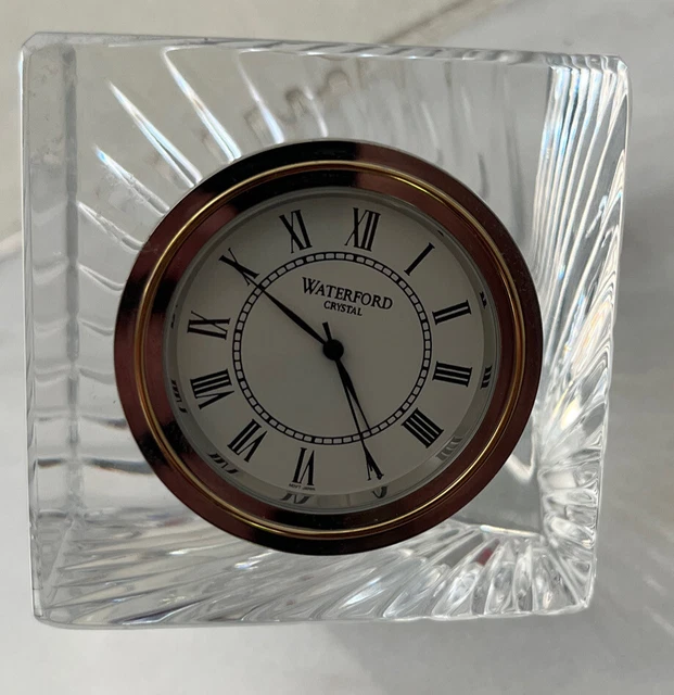 VINTAGE WATERFORD CRYSTAL Clock Cube Square Desk Ireland Needs Battery