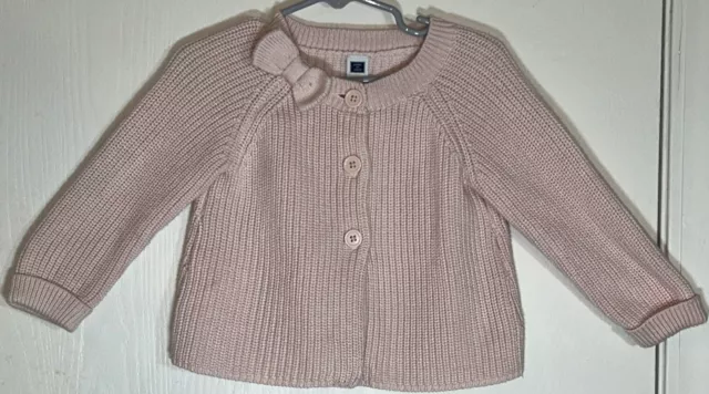 Janie and Jack Toddler Girl 2T Sweater Pink Textured Knit Bow Right Neck Buttons