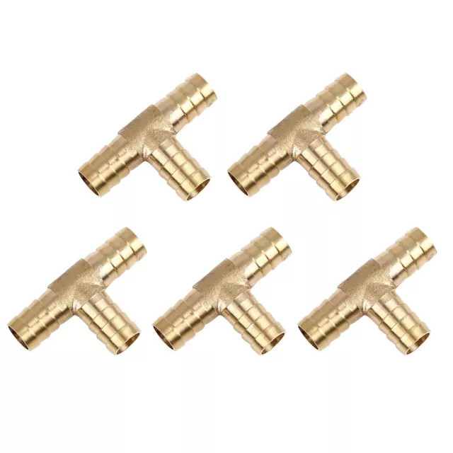 5pcs 12mm Tuyau Barb en laiton Adaptateur 3 voies pour Air Carburant Eau Vide