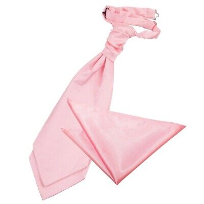Set fazzoletto cravatta da uomo rosa raso semplice di DQT