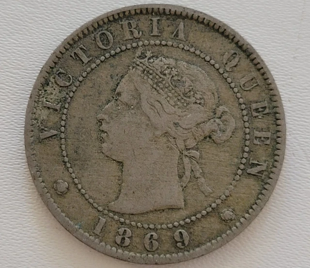 1869 Jamaica Half Penny VICTORIA QUEEN Circulated Toned FREE SHIP