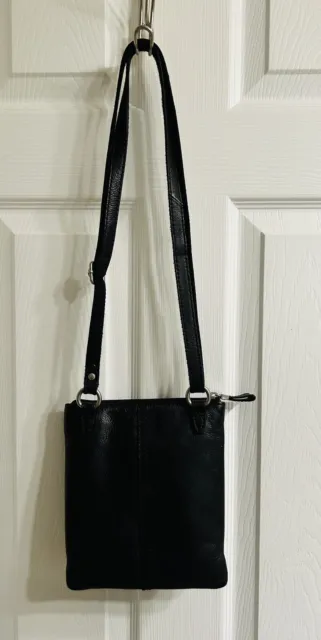 FOSSIL black leather organizer wallet purse crossbody shoulder bag NICE 3