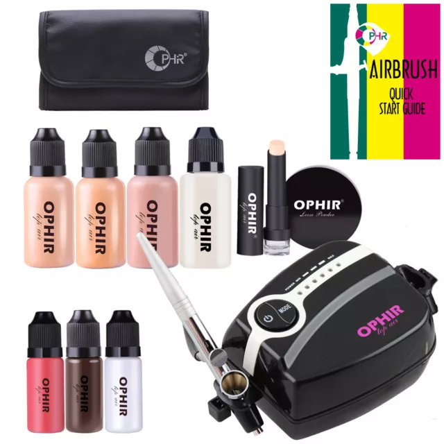 OPHIR Basic Airbrush Makeup System Kit with Air Compressor 4x Air Foundation