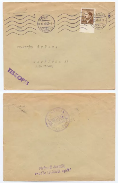 99157 - Mi.Nr. 90 Unterrand - Beleg - Prag 10.6.1943 nach Zbozicko