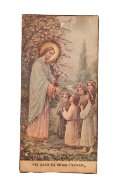 *HH* Antico Santino holy Card immaginetta Votiva Sacra Gesù Cristo NB Comunione