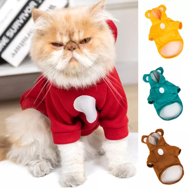 Warm Coat Cat Sweater Dogs Hooded Pet Clothes Dog Sweatshirt Cute Bear Ears ☆