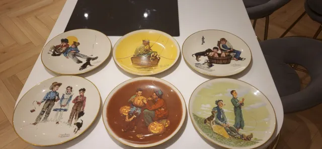 Joblot 6 Norman Rockwell Collector Plates Four Seasons Collection Series Gorham