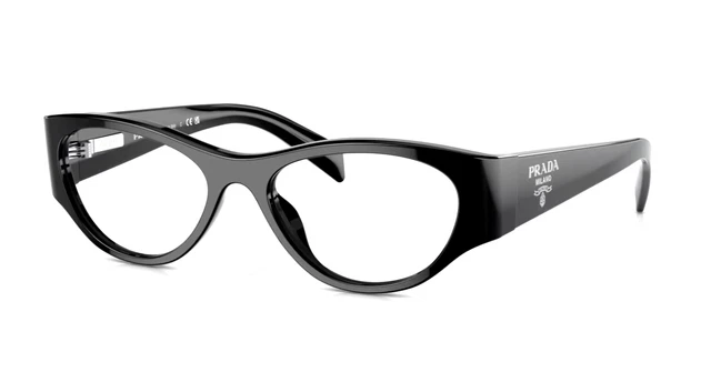 New PRADA Cat-Eye Eyeglasses VPR 06Z 1AB-1O1 52-17 130 Shiny Black Frames w/Case