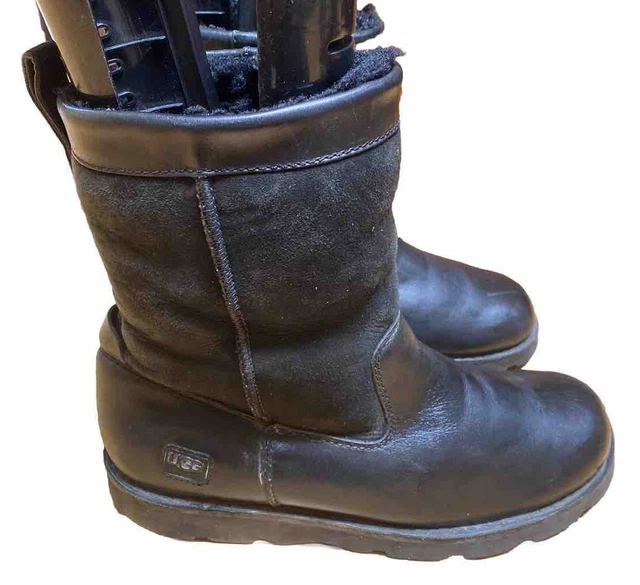 UGG MENS 8 Kennen Fashion Boots Black Leather/Suede Sherling Line £36.