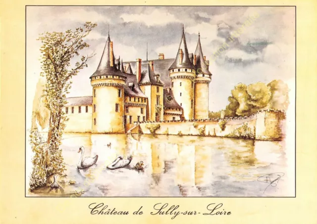 CP Postcard Illustration MICHEL PERREARD château de Sully sur Loire