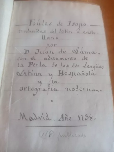 Faulas De Isopo Juan Lima 1738