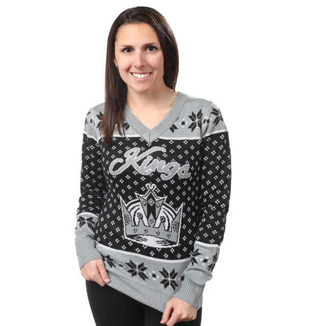 Los Angeles Kings Big Logo Women's V-Neck Ugly Sweater by Forever Collectibles