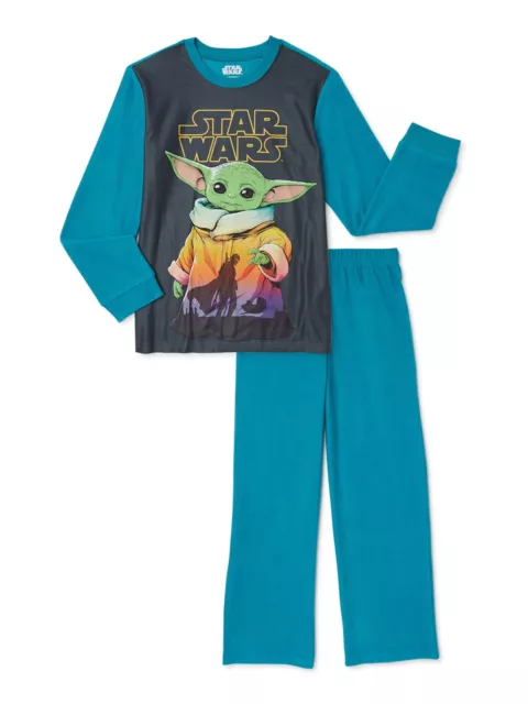 STAR WARS MANDO GROGU Boys 2 PIECE Flannel Pajama Set SIZE 4/5 6/7 8 10/12  NEW