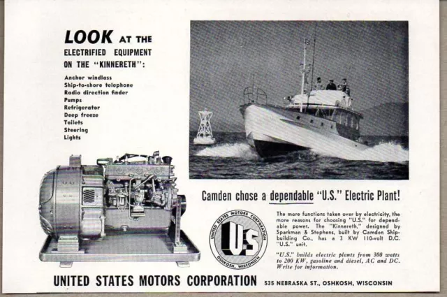 1950 Print Ad US United States Motors Corp Camden Shipbuilding Oshkosh,WI