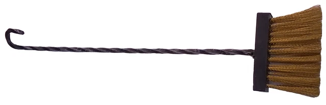 Scopino spazzola accessorio camino caminetto in ferro setole ottone PEGORARO