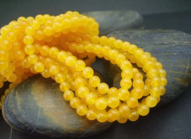 Fashion Natural 4mm Yellow Jade Round Gemstone Loose Beads Strand 15" AAA