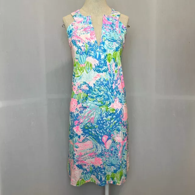 Lilly Pulitzer Dress Size M, L, Fished My Wish Ross Shift Blue and Pink