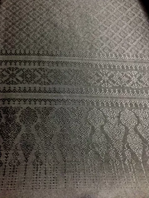 40" Black Color Thai Silk Traditional Fabric Damask Pattern Dress Skirt Drape 3