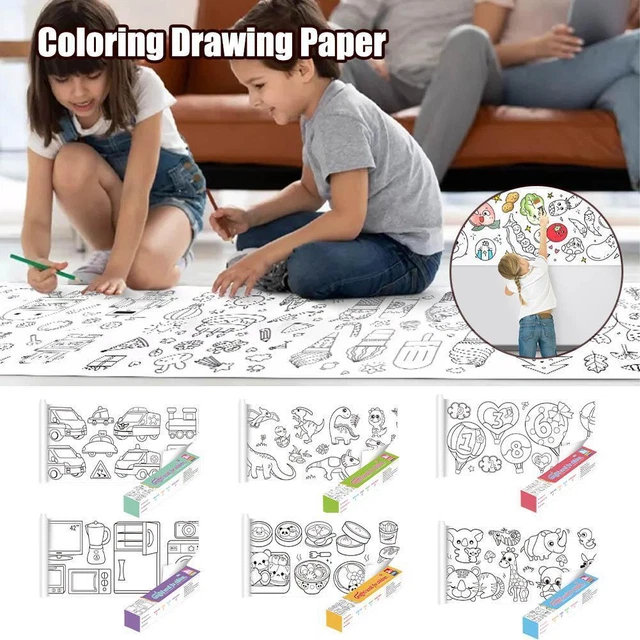Rollo de dibujo para niños, juguetes de papel de relleno de color pegajoso hágalo usted mismo, lote au B1U6 S2