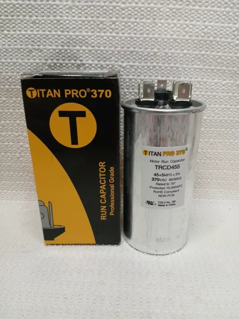 Titan Pro TRCD455 45/5 MFD 370Vac Motor Run Capacitor Round